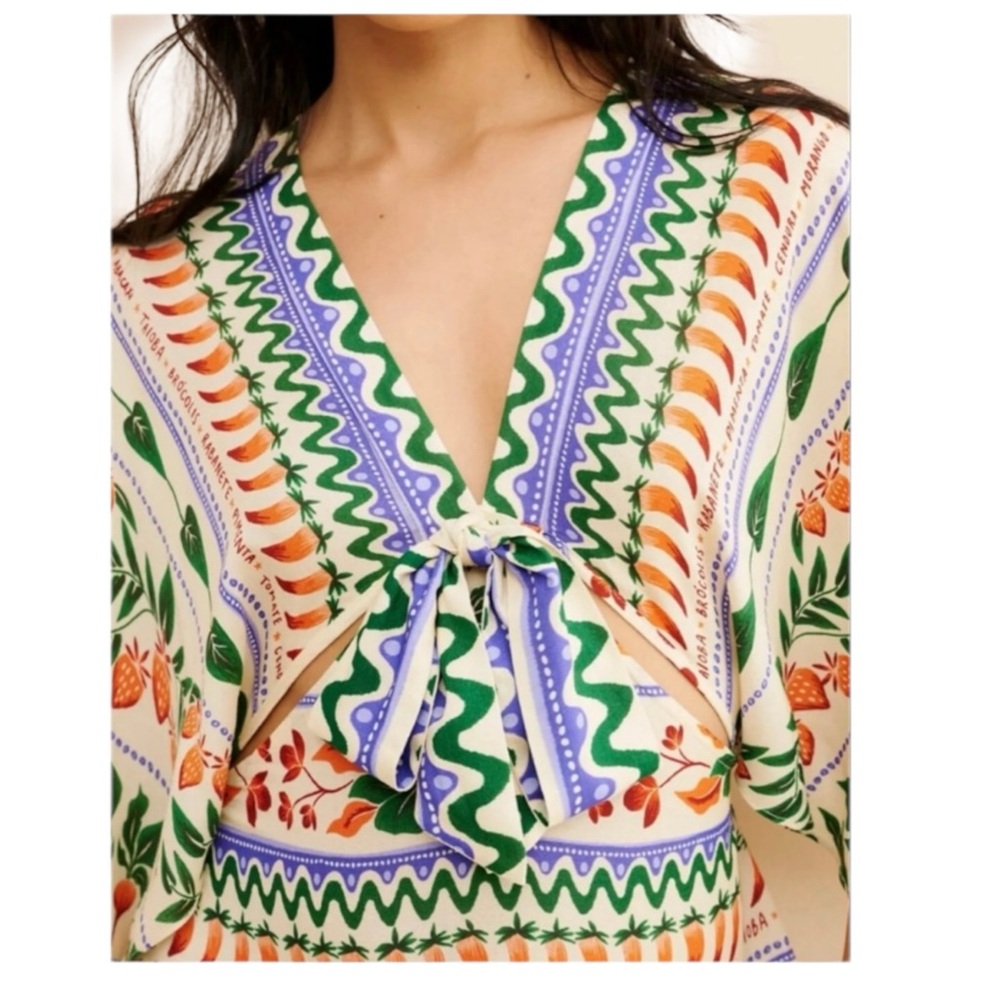 FARM Rio size large v neck kaftan maxi cut out cream dress Anthropologie - Picture 13 of 16